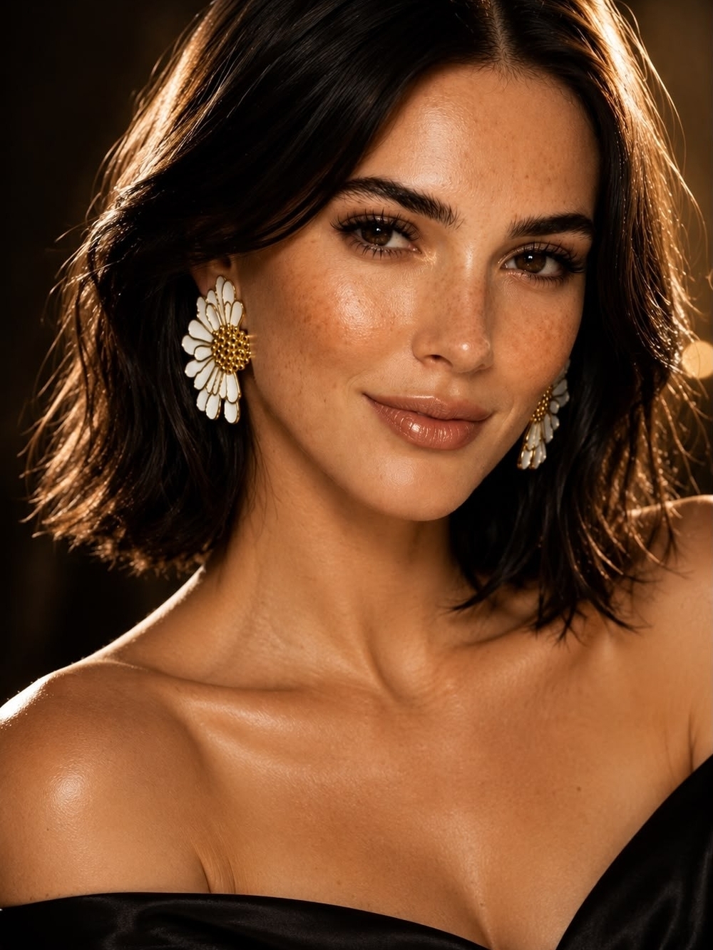 18k gold plated Enamel Luxury Floral Earrings